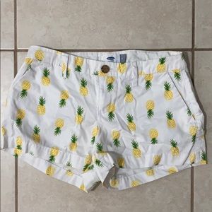 White shorts with pineapples on them